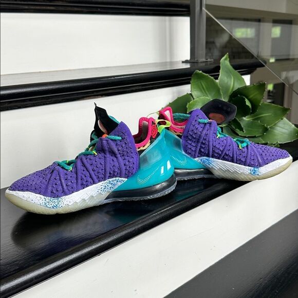 Nike LeBron 18 Low Basketball Shoes – Purple Teal Neon – Men’s Size 6 main image 4